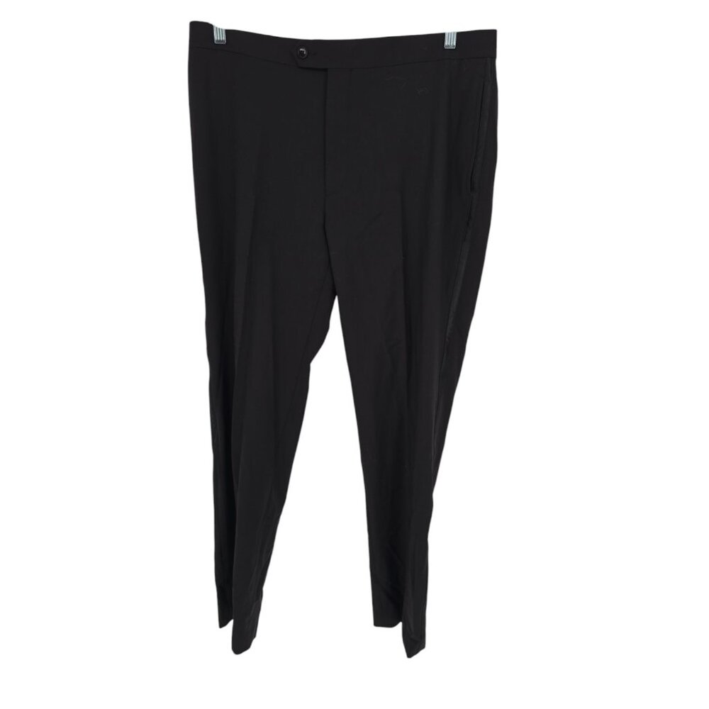 Calvin Klein Size 36x32 Mens Pants Black Wool Blend Dressy Career Trousers NWOT